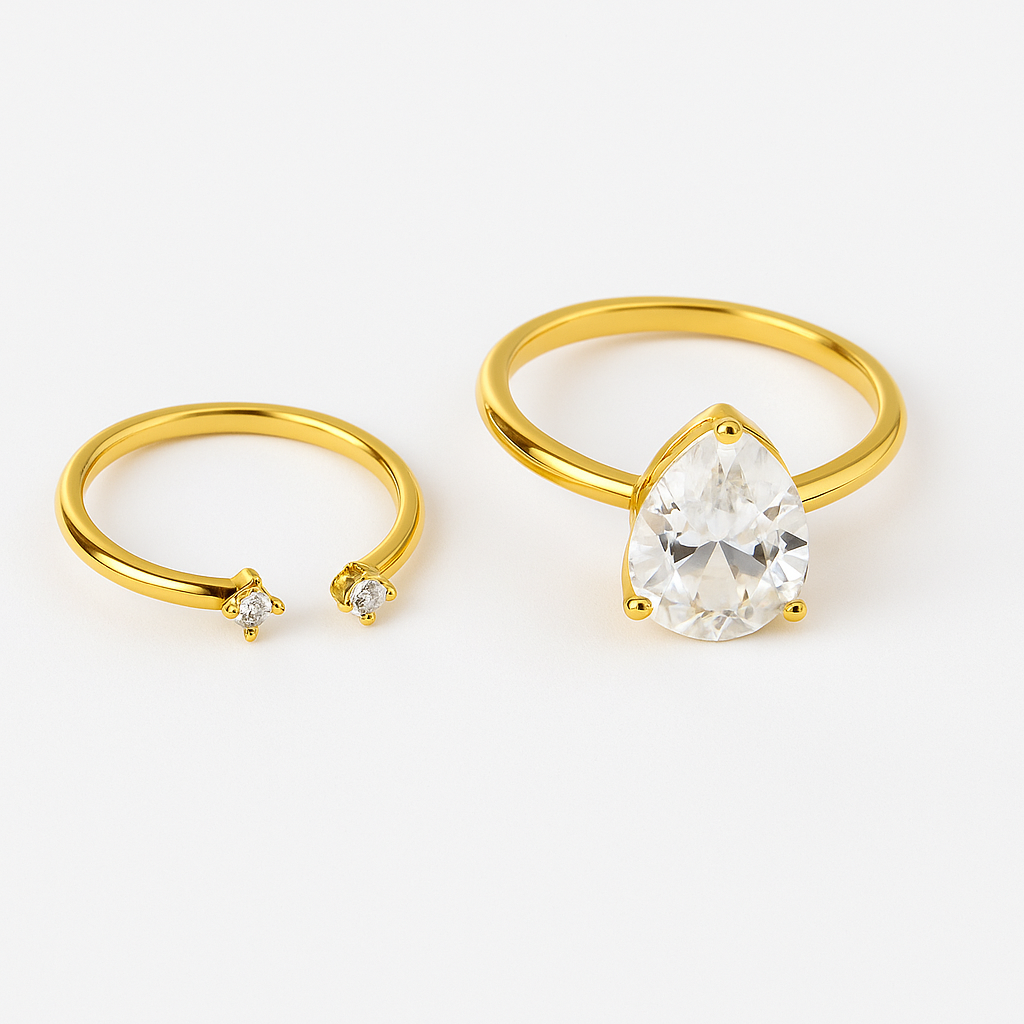 Golden Gems Moissanite Diamond Rings SET (19)