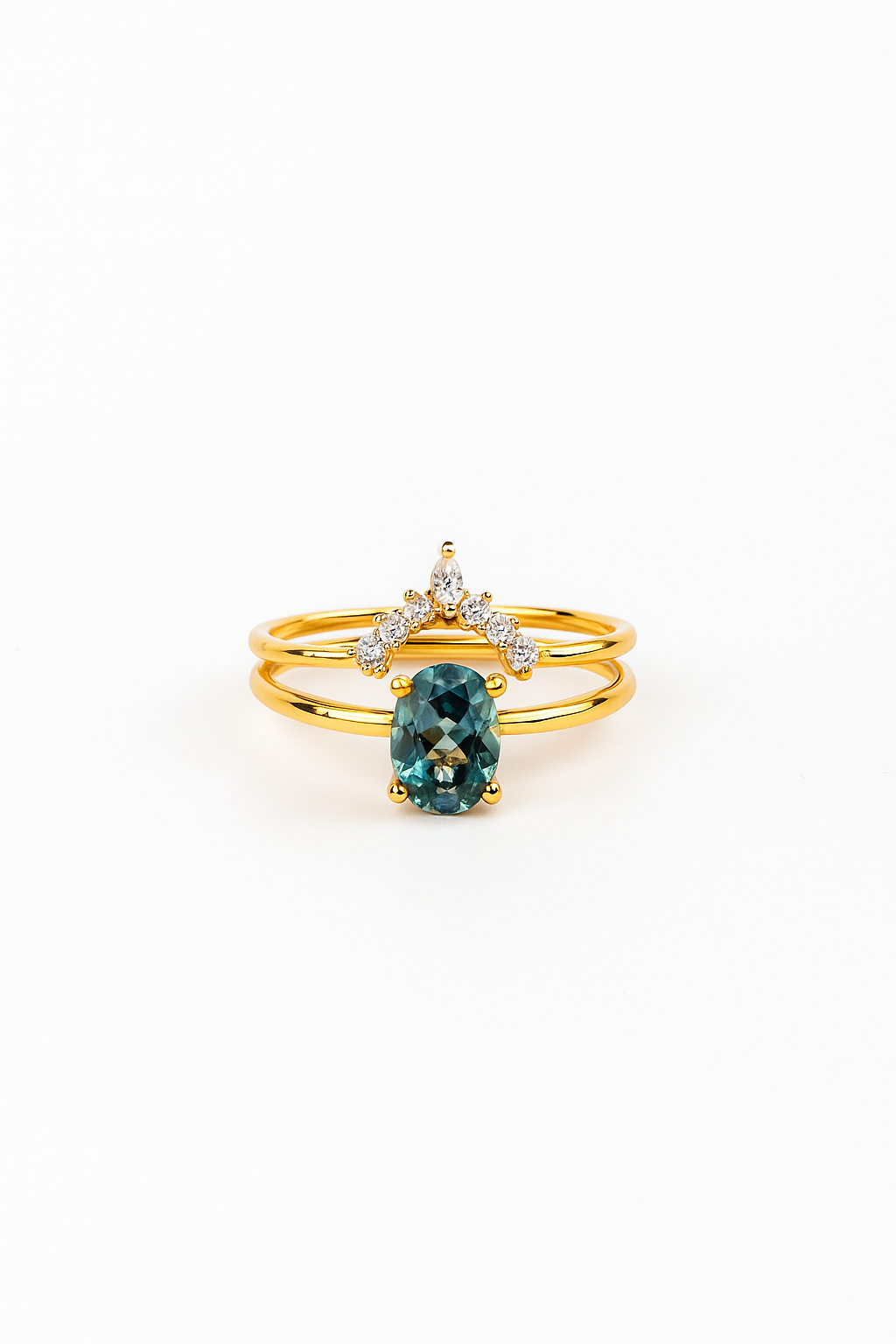 Golden Colour Gems Moissanite Diamond Rings SET (21)