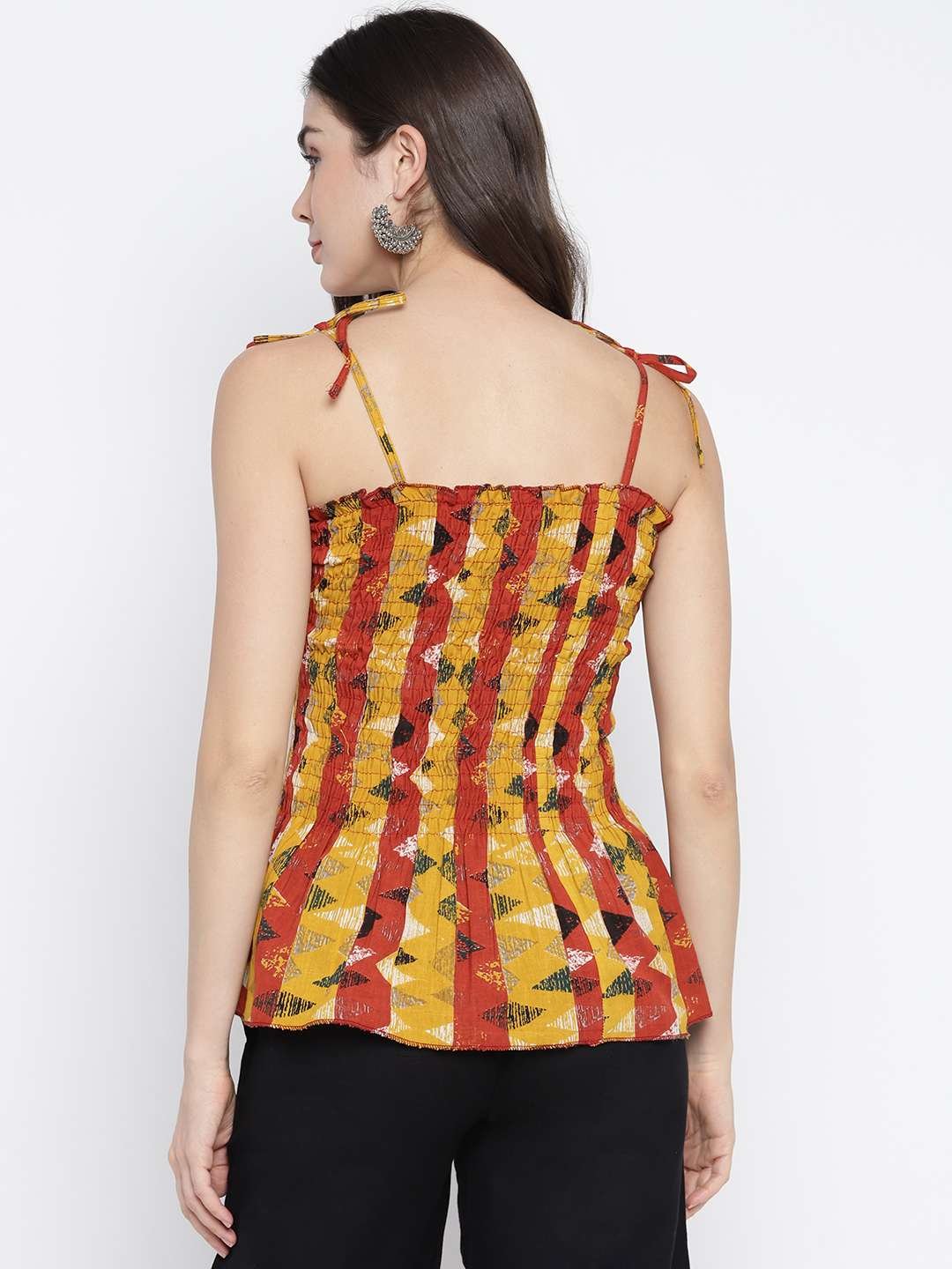 Women's Rayon Printed Casual Summer Style Tie Shoulder Straps Free Size Tank Top ( Multi1) - Image 2